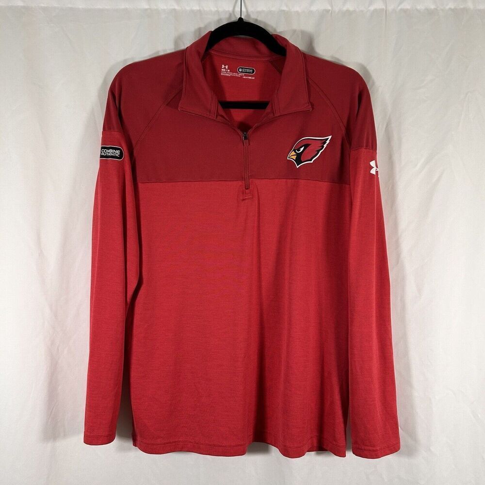 Arizona Cardinal UA Sweater Men's Medium Red 1/4 Zip NFl Combine Loose Under Arm